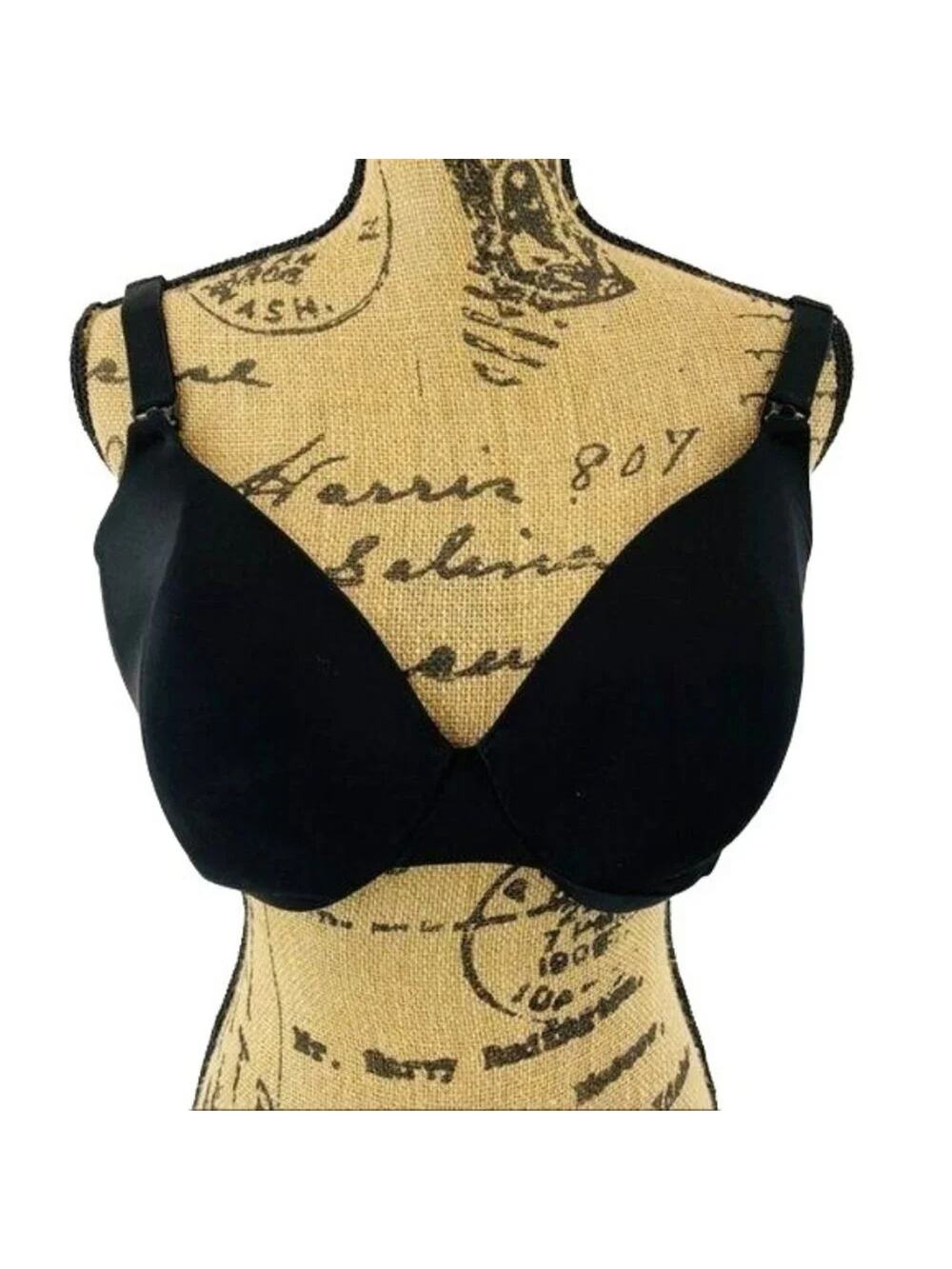 Nursing Bra Full Coverage Underwire Black 38DD Breast Feeding Pumping